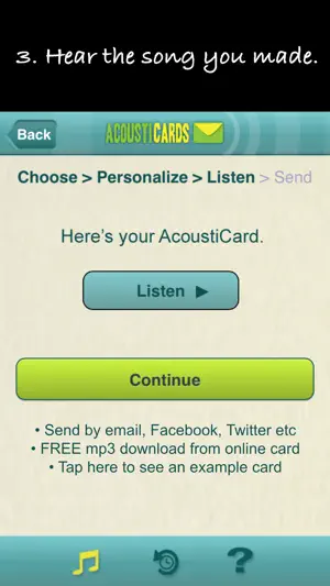 AcoustiCards:Personalized songs, musical greetings